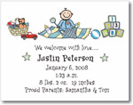 Pen At Hand Stick Figures Birth Announcements - Carpet - Boy